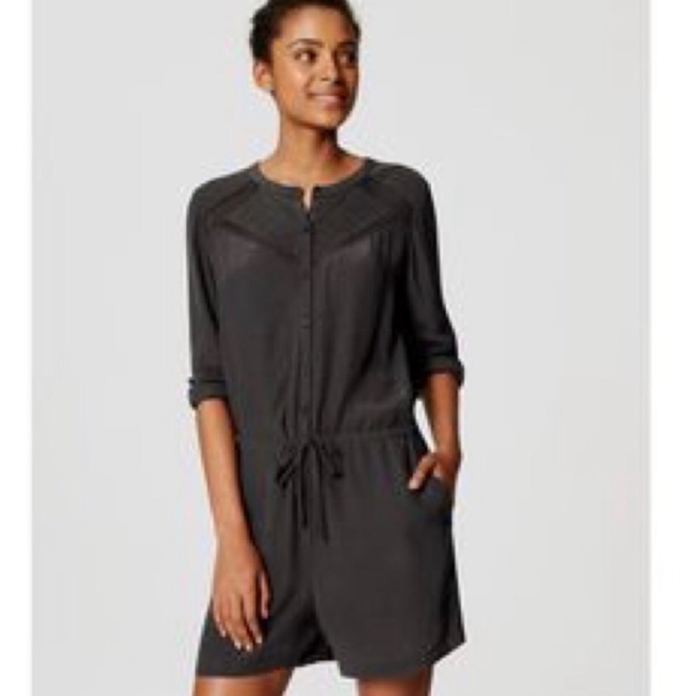 NWT LOFT Lacey Long Sleeve Drawstring Romper Size Small Petite